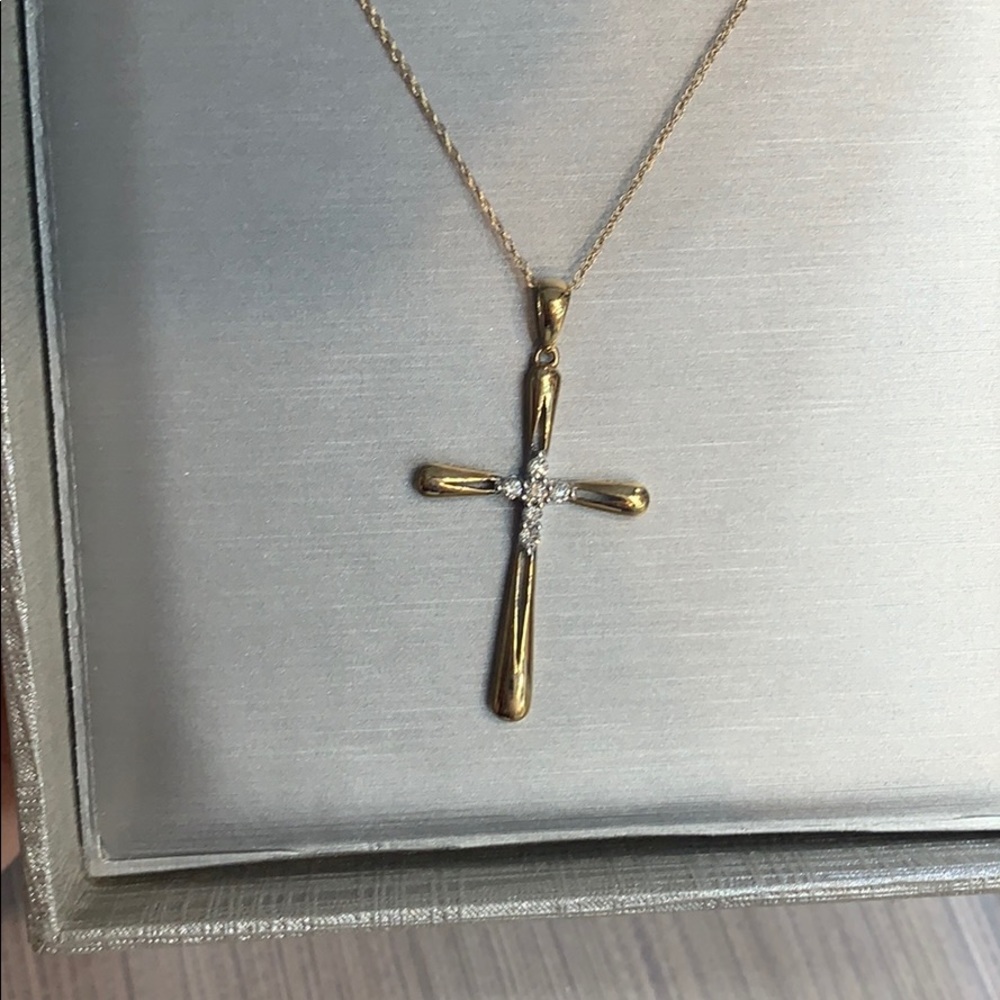 zales diamond accent gold cross necklace